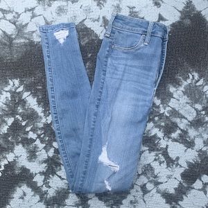 Iight blue denim hollister ripped jeans